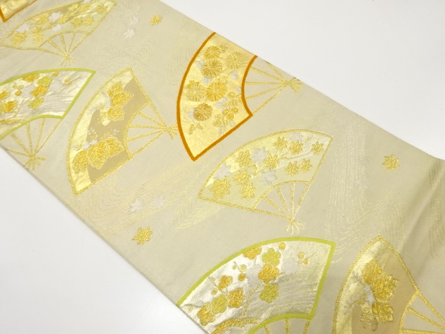 JAPANESE KIMONO / ANTIQUE FUKURO OBI / SILK / WOVEN FLORAL PLANTS